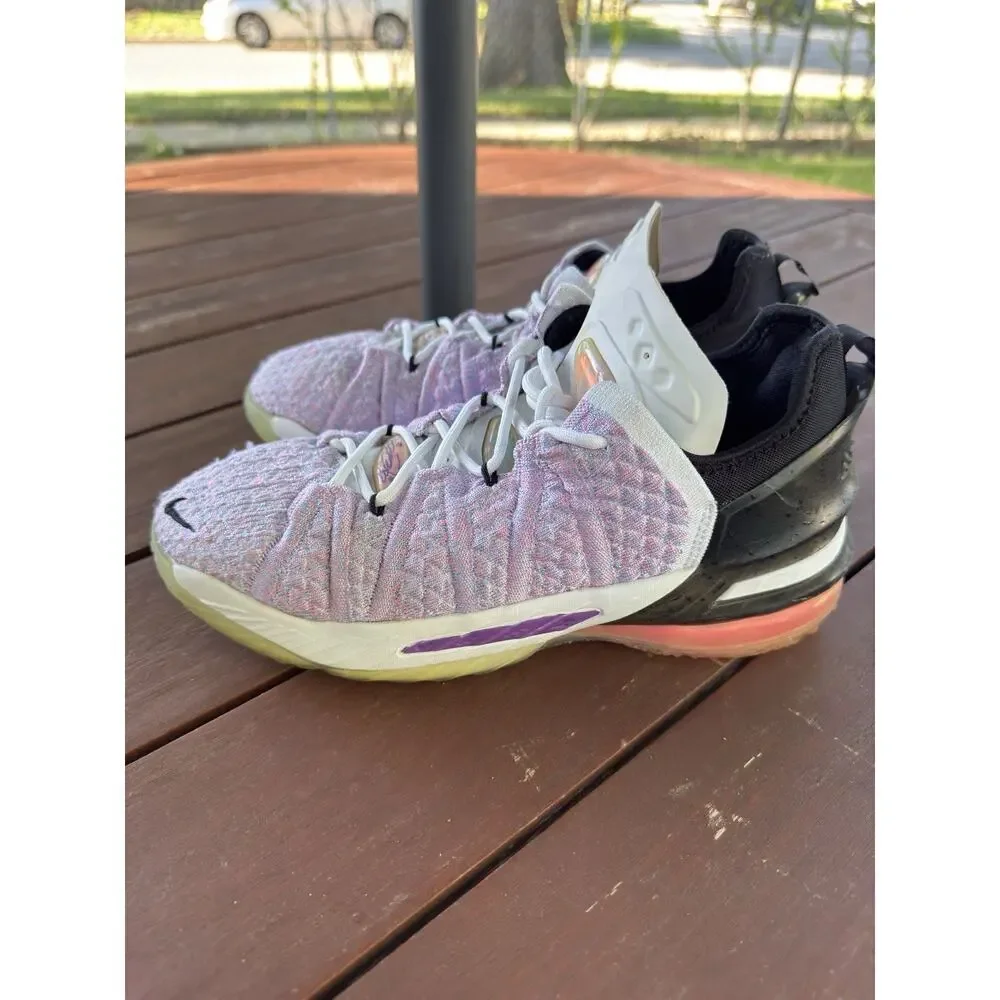 Nike LeBron 18 Boys Basketball Sneakers Athletic Shoes Purple White Black 6Y